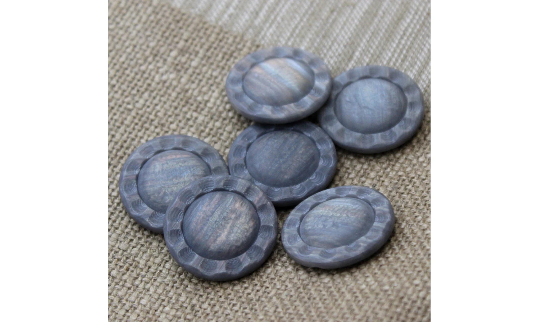 6 Boutons / 27MM / Fleur Gris