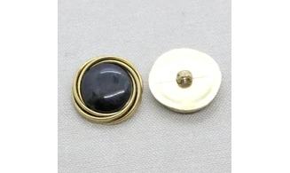 6 Boutons / 26MM / Cabochon Noir - Or