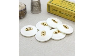 6 boutons / 23MM / Blanc Centre doré