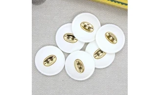 6 boutons / 23MM / Blanc Centre doré