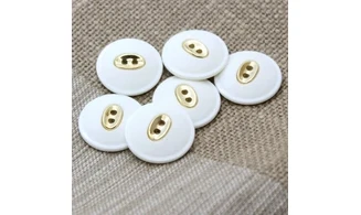6 boutons / 23MM / Blanc Centre doré