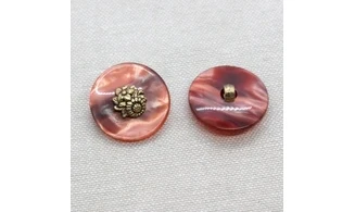 6 Boutons / 23MM / Rouge Centre doré