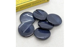 6 Boutons / 28MM / Bleu nervuré