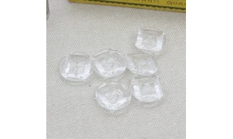 6 Boutons / 15MM / Transparent, facetté