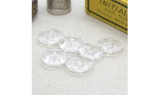 6 Boutons / 15MM / Transparent, facetté