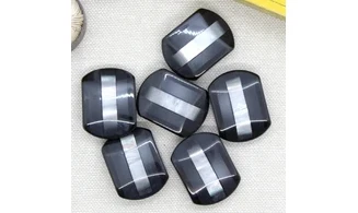 6 Boutons / 27MM / ovoide Noir et nacre