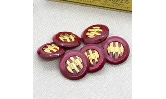 6 boutons / 22MM / Grenat et doré