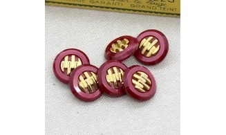6 boutons / 18MM / Grenat et doré