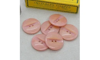 6 boutons / 27MM / Rose à paillettes