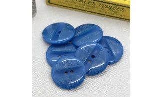 6 boutons / 27MM / Bleu à paillettes