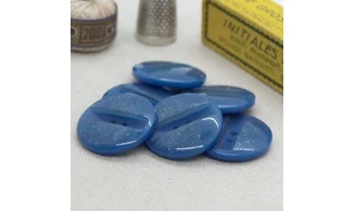 6 boutons / 27MM / Bleu à paillettes