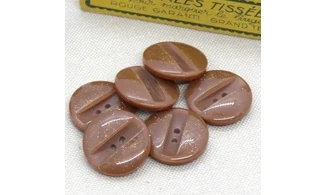 6 boutons / 22MM / Marron à paillettes