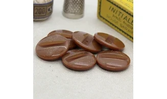 6 boutons / 22MM / Marron à paillettes