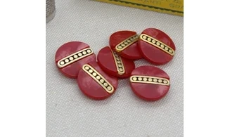 6 Boutons / 18MM / Rouge et or
