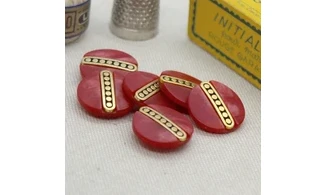 6 Boutons / 18MM / Rouge et or