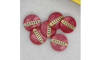 6 Boutons / 18MM / Rouge et or