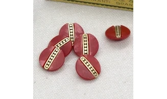 6 Boutons / 15MM / Rouge et or