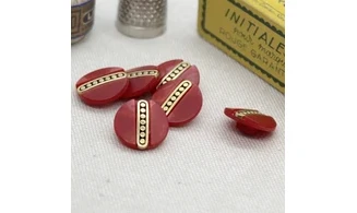 6 Boutons / 15MM / Rouge et or