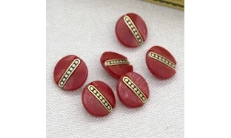 6 Boutons / 13MM / Rouge et or