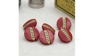 6 Boutons / 13MM / Rouge et or