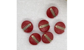 6 Boutons / 13MM / Rouge et or