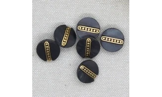 6 Boutons / 13MM / Noir et or