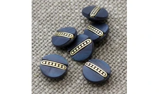6 Boutons / 13MM / Noir et or