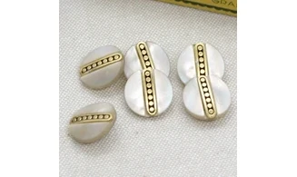 6 Boutons / 15MM / Brun nacré et or