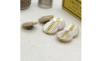 6 Boutons / 15MM / Brun nacré et or