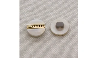 6 Boutons / 13MM / Brun nacré et or