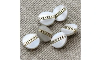 6 Boutons / 13MM / Brun nacré et or
