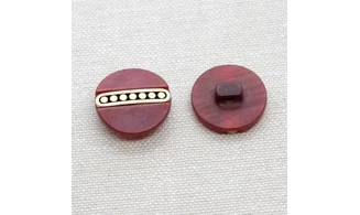 6 Boutons / 18MM / Rouge foncé et or