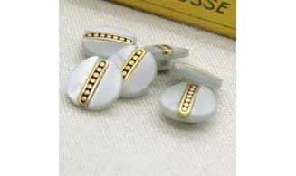 6 Boutons / 13MM / Gris nacré et or