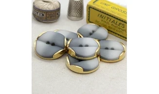 6 Boutons / 35MM / Gris et doré