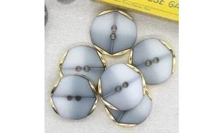 6 Boutons / 28MM / Gris et doré