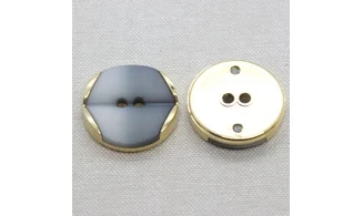 6 Boutons / 28MM / Gris et doré