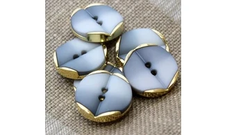 6 Boutons / 28MM / Gris et doré