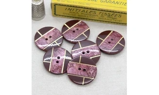 6 Boutons / 27MM / violet et doré