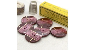 6 Boutons / 27MM / violet et doré