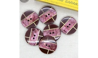 6 Boutons / 27MM / violet et doré