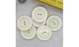 6 Boutons / 27MM / Beige "Cercles"