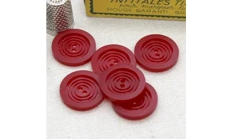6 Boutons / 22MM / Rouge "Cercles"