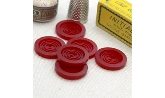 6 Boutons / 22MM / Rouge "Cercles"