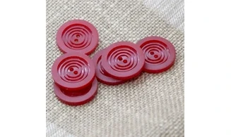 6 Boutons / 22MM / Rouge "Cercles"
