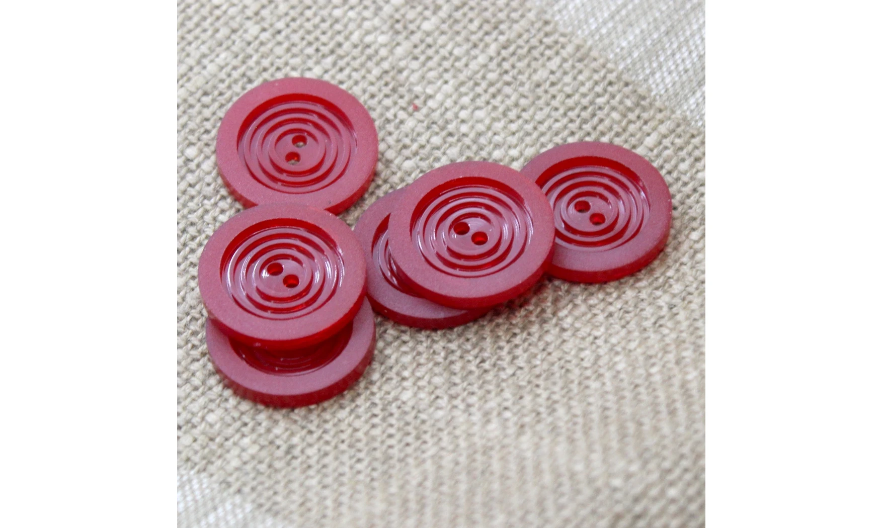 6 Boutons / 22MM / Rouge "Cercles"