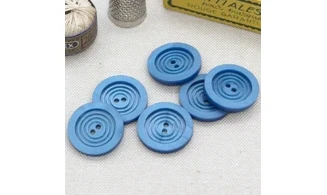 6 Boutons / 22MM / Bleu "Cercles"