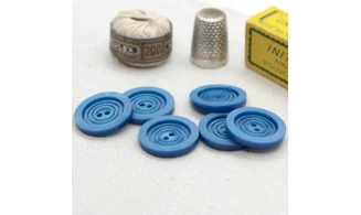 6 Boutons / 22MM / Bleu "Cercles"