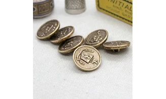 6 Boutons / 19MM / Métal "Blason"