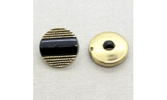 6 Boutons / 23MM / Noir et stries dorées