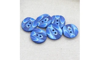 6 Boutons / 16MM / Bleu "Marbrures"